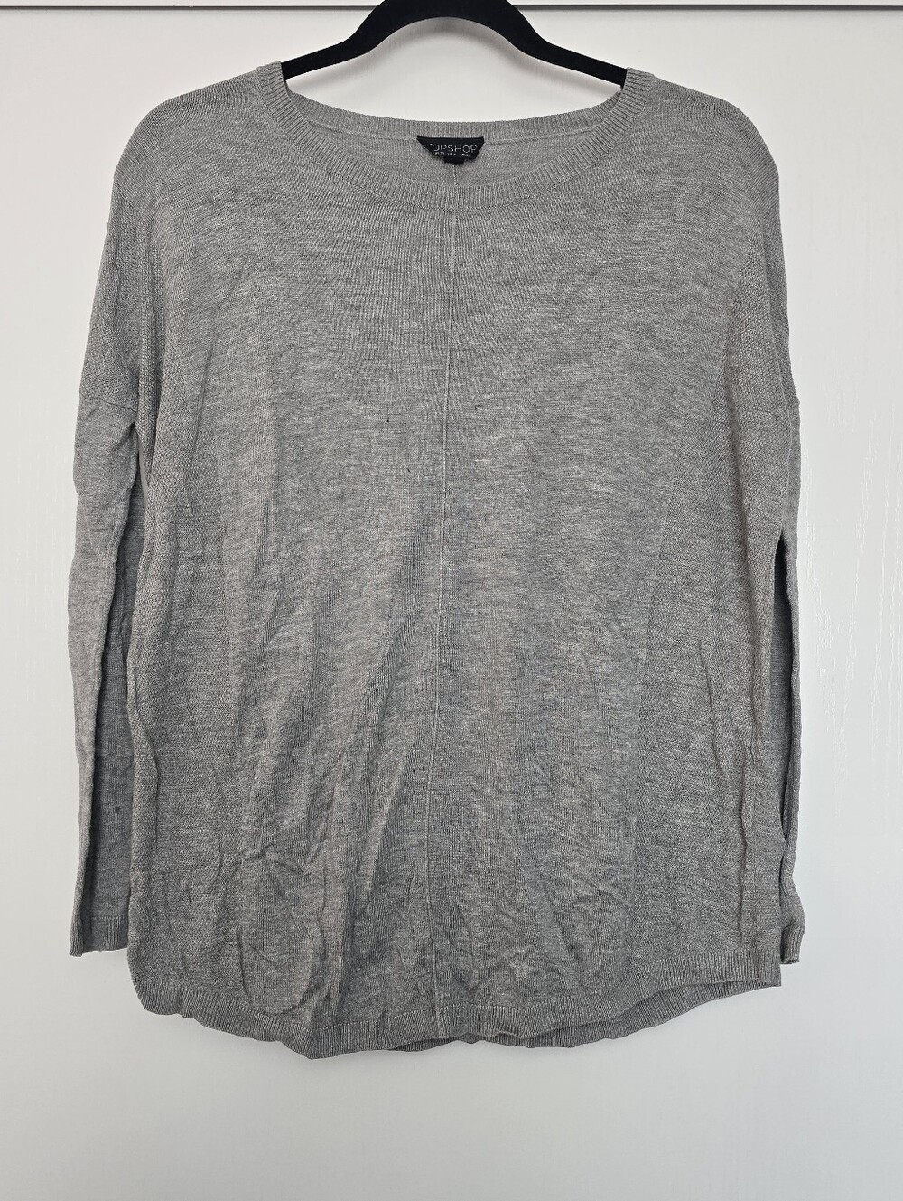 Topshop - Grey Lightweight Casual Center Seam Crewneck Knit Sweater